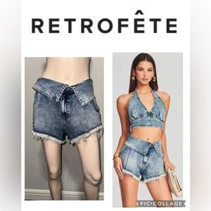 Retrofête Distressed Denim Azure Short 28